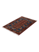 Pazyryk Blue & Burgundy Hand-Knotted Rug 2'9" x 4'2" ED58 – close-up texture