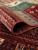 Khorjin Burgundy & Cream Hand-Knotted Rug 5'9" x 7'11" ED59 – rolled view