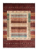 Khorjin Burgundy & Cream Hand-Knotted Rug 5'9" x 7'11" ED59 – top view