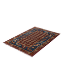 Pazyryk Blue & Brown Hand-Knotted Rug 3'5" x 4'10" ED60 – close-up texture