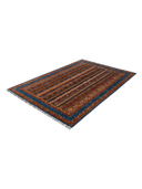 Khorjin Blue & Terracotta Hand-Knotted Rug 5'7" x 8' ED61 – close-up texture