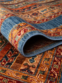 Khorjin Blue & Terracotta Hand-Knotted Rug 5'7" x 8' ED61 – rolled view