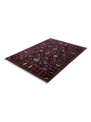Sultani Purple & Navy Hand-Knotted Rug 4'11" x 6'8" ED62 – close-up texture