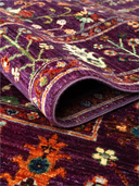 Sultani Purple & Navy Hand-Knotted Rug 4'11" x 6'8" ED62 – rolled view