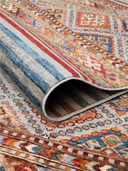 Khorjin Brown & Blue Hand-Knotted Rug 4'10" x 6'7" ED63 – rolled view
