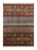 Khorjin Brown & Blue Hand-Knotted Rug 4'10" x 6'7" ED63 – top view