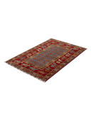 Pazyryk Red & Blue Hand-Knotted Rug 3'2" x 4'10" ED64 – close-up texture