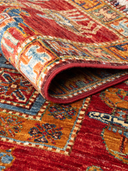 Pazyryk Red & Blue Hand-Knotted Rug 3'2" x 4'10" ED64 – rolled view