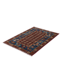 Pazyryk Blue & Brown Hand-Knotted Rug 3'5" x 4'10" ED65 – close-up texture