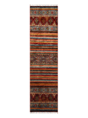 Khorjin Brown & Terracotta Hand-Knotted Runner 2'7" x 9'8" ED67 – top view
