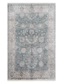 Bamboo Silk Gray & Khaki Hand-Knotted Rug 5'5" x 8'8" ED73 – top view