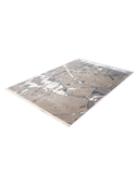 Bamboo Silk Gray & White Hand-Knotted Rug 5'7" x 7'10" ED76 – close-up texture