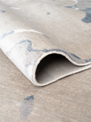 Bamboo Silk Gray & White Hand-Knotted Rug 5'7" x 7'10" ED76 – rolled view