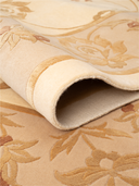 Kashmir Cream & Beige Hand-Knotted Rug 5'7" x 7'10" ED81 – rolled view