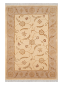Kashmir Cream & Beige Hand-Knotted Rug 5'7" x 7'10" ED81 – top view