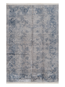Floss Gray & Blue Hand-Knotted Rug 5'7" x 8' ED82 – top view