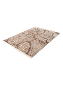 Floss Cream & Brown Hand-Knotted Rug 5'4" x 7'7" ED86 – close-up texture