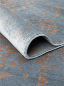Heritage Blue & Mustard Hand-Knotted Rug 5'8" x 7'9" ED87 – rolled view