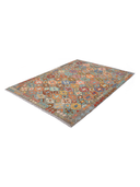 Anatolian Gray & Orange Handwoven Kilim 5'11" x 7'10" ED9 – close-up texture