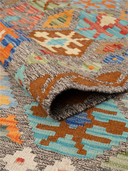 Anatolian Gray & Orange Handwoven Kilim 5'11" x 7'10" ED9 – rolled view