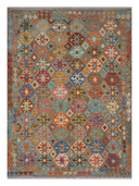 Anatolian Gray & Orange Handwoven Kilim 5'11" x 7'10" ED9 – top view