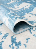Bamboo Silk Blue & White Hand-Knotted Rug 5'7" x 7'9" ED91 – rolled view
