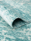 Bamboo Silk Turquoise & White Hand-Knotted Rug 5'3" x 7'10" ED93 – rolled view