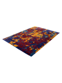 Bamboo Silk Burgundy & Navy Hand-Knotted Rug 5'7" x 7'10" ED94 – close-up texture