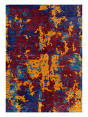 Bamboo Silk Burgundy & Navy Hand-Knotted Rug 5'7" x 7'10" ED94 – top view