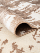 Bamboo Silk Brown & White Hand-Knotted Rug 5'7" x 7'10" ED95 – rolled view