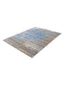Bamboo Silk Blue & Beige Hand-Knotted Rug 5'7" x 7'10" ED96 – close-up texture