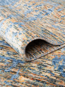 Bamboo Silk Blue & Beige Hand-Knotted Rug 5'7" x 7'10" ED96 – rolled view