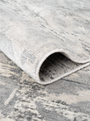 Bamboo Silk Gray & White Hand-Knotted Rug 5'9" x 11'1" ED99 – rolled view